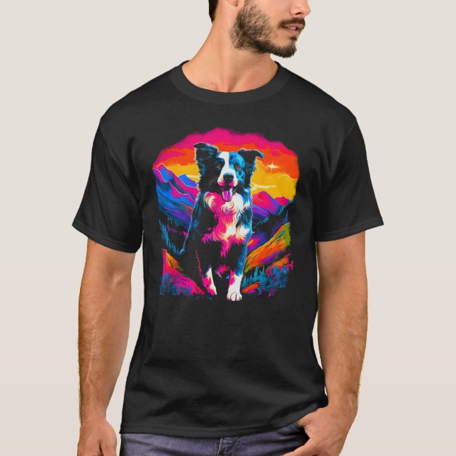Border Collie Dog Artist T Shirt (Framsida)