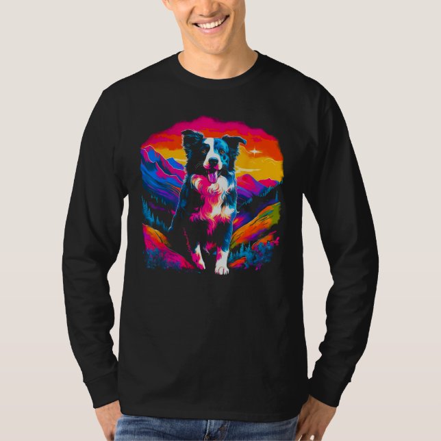 Border Collie Dog Artist T Shirt (Framsida)