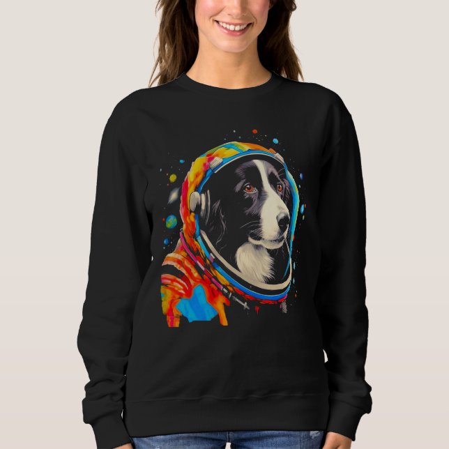 Border Collie Dog  Astronaut T Shirt (Framsida)