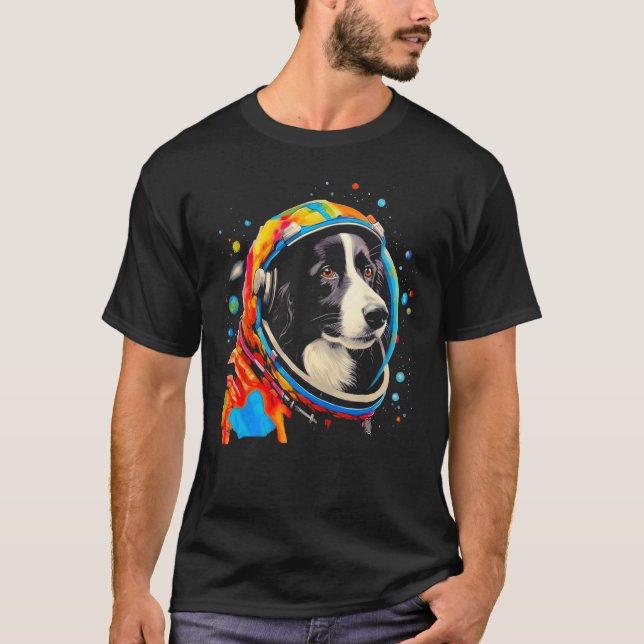 Border Collie Dog  Astronaut T Shirt (Framsida)