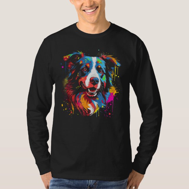 Border Collie Dog Australian Shepherd Puppy Graffi T Shirt (Framsida)