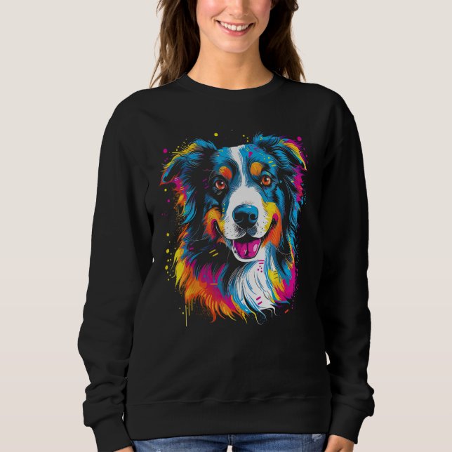 Border Collie Dog Australian Shepherd Puppy Graffi T Shirt (Framsida)