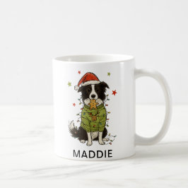 Border Collie Dog Christmas Lights Sweater Kaffemugg