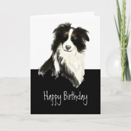 Border Collie Dog Custom Name Watercolor Humor Pet Kort