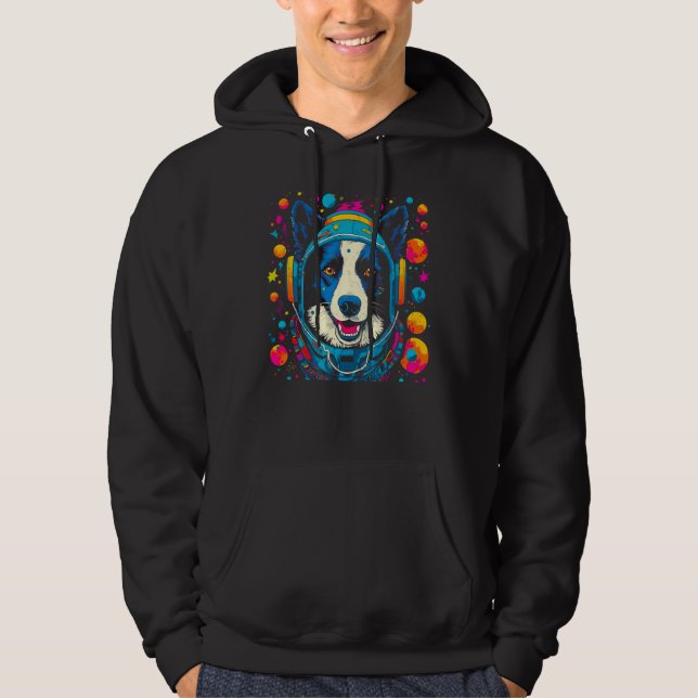 Border Collie Dog in Space Astronaut Hoodie (Framsida)