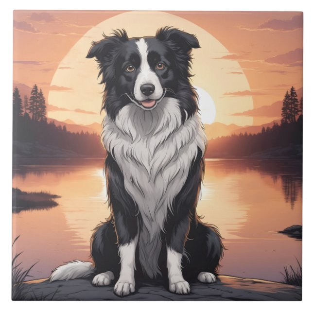 Border Collie Dog Kakelplatta (Framsidan)