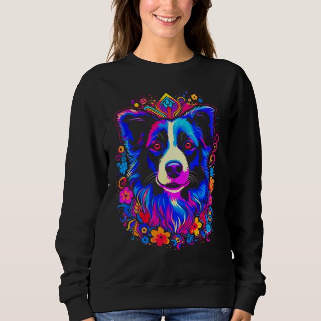 Border Collie Dog Love Gratitude Flower T Shirt (Framsida)