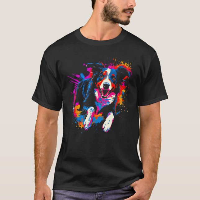 Border Collie Dog Pop 1 T Shirt (Framsida)