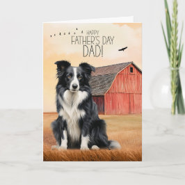 Border Collie Dog Red Barn Western Father's Day Helgkort
