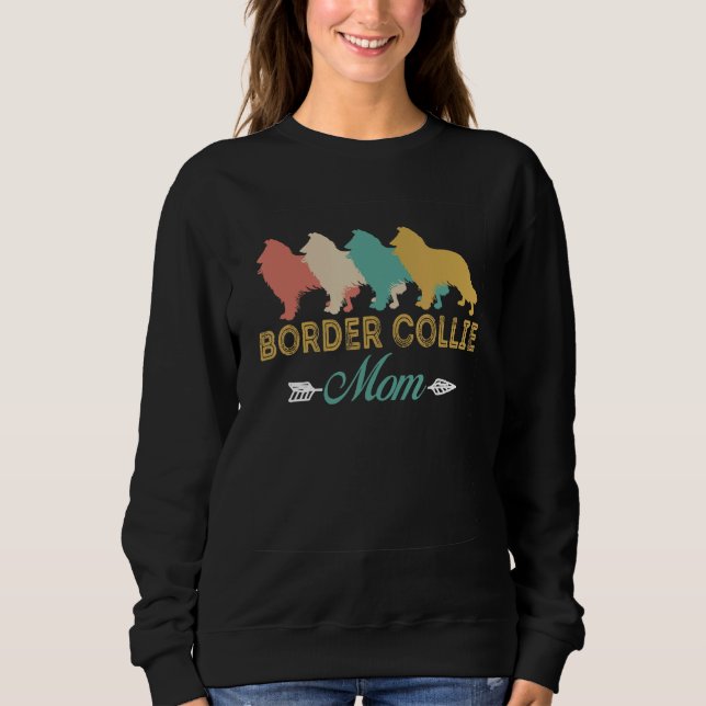 Border Collie Dog Retro Border Collie Mom grandma T Shirt (Framsida)