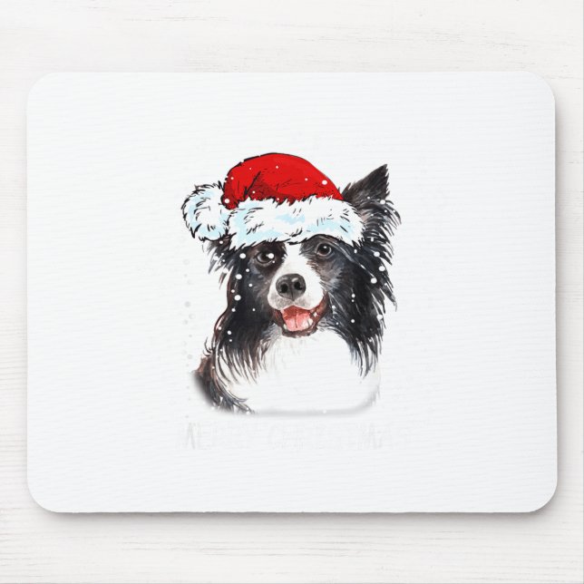 Border Collie Dog Santa Christmas Lights Xmas Boys Musmatta (Framsidan)
