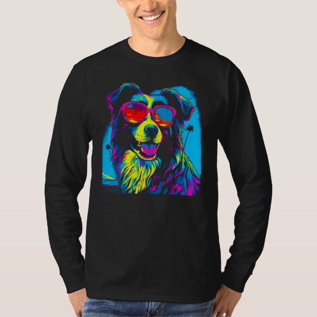 Border Collie Dog Sunglasses 1 T Shirt (Framsida)