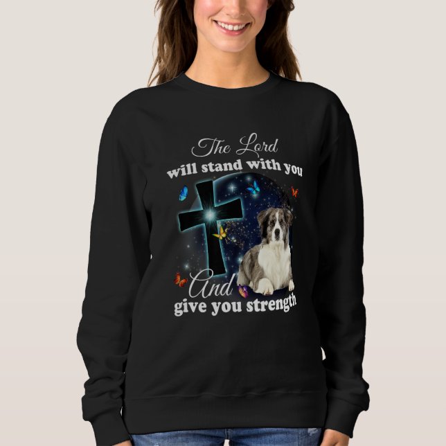 Border Collie Dog The Lord Will Stand With You Chr T Shirt (Framsida)