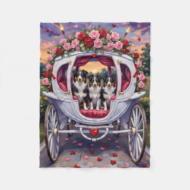 Border Collie Dog Valentine's Day Fleecefilt (Framsidan)