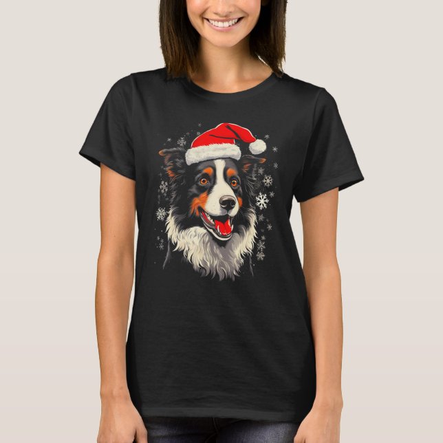 Border Collie Dog Xmas T Shirt (Framsida)