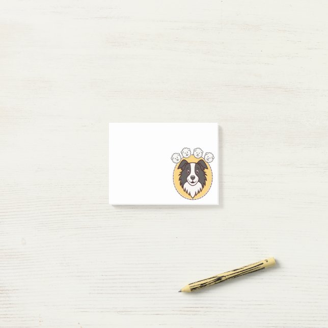 Border Collie Dreaming of Sheep Post-it Block (On Desk)