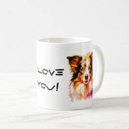 Border Collie Familjehund Anpassa Text Kaffemugg