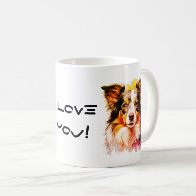 Border Collie Family Dog Personalize Text Kaffemugg (Framsida höger)