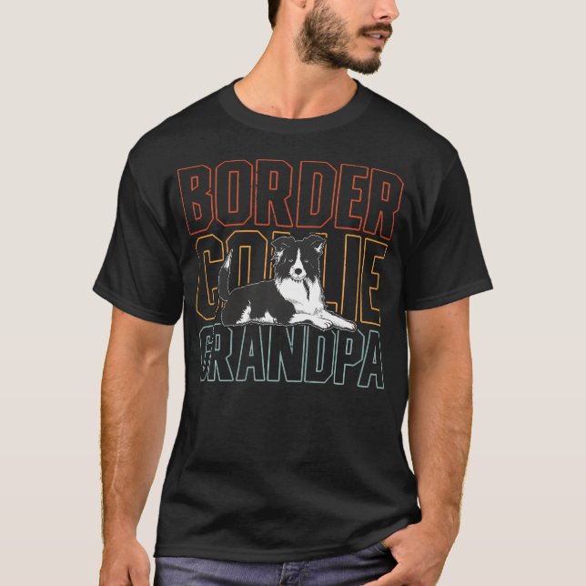 Border Collie Farfar Hundägare Border T Shirt (Framsida)