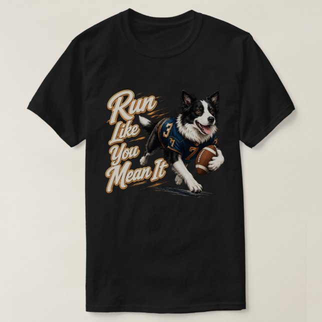 Border Collie Fotboll Motivation Konst T Shirt (Design framsida)