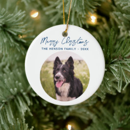 Border Collie Foto Familj God Jul Julgransprydnad Keramik
