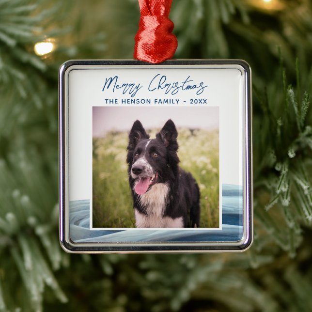 Border Collie Foto Vinter Snö God Jul Julgransprydnad Metall (Träd)