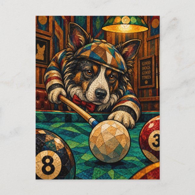 Border Collie, Geometriskt Mosaik Vykort (Framsida)