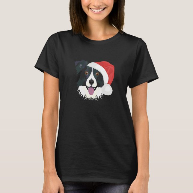 Border Collie God Jul T Shirt (Framsida)