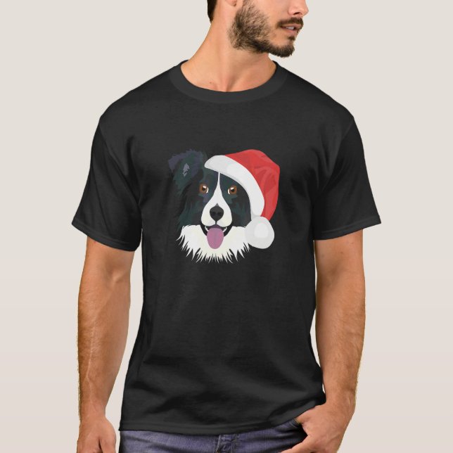Border Collie God Jul T Shirt (Framsida)