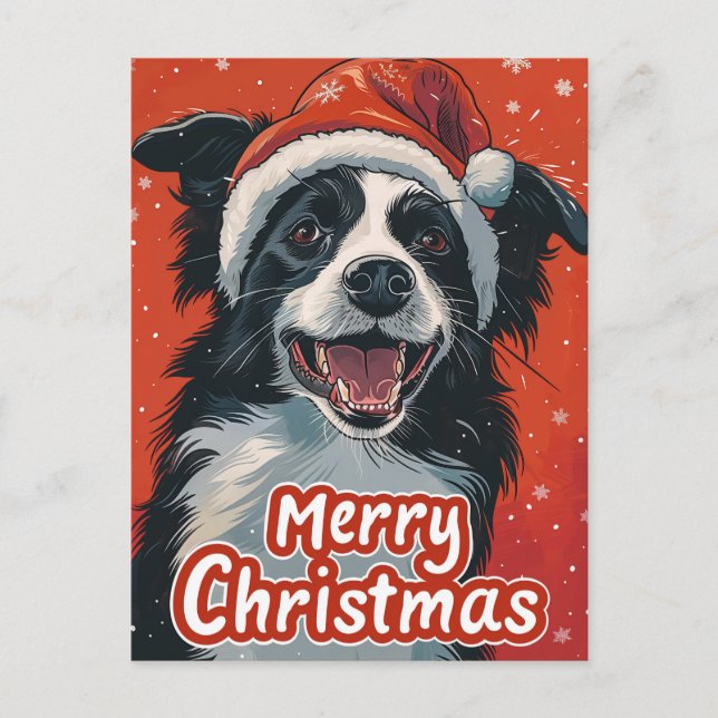 Border Collie God jul Vykort (Framsida)