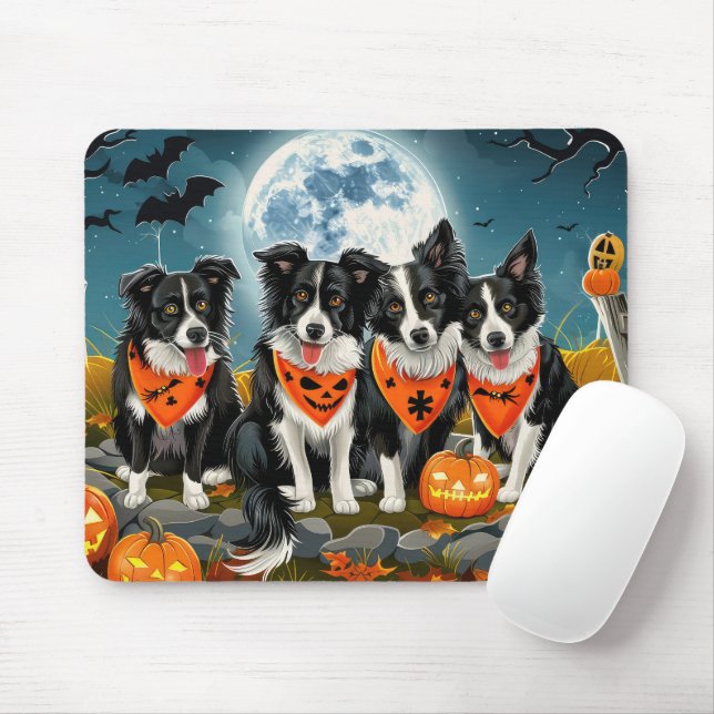 Border Collie Halloween Kuslig Musmatta (Med mus)