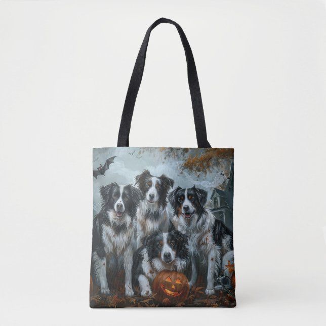 Border Collie Halloween Natt Hund Delight Tygkasse (Framsida)