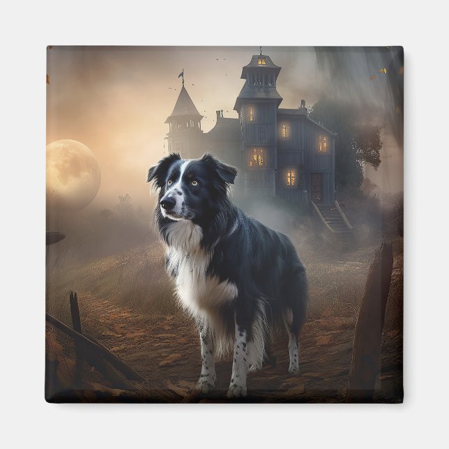 Border Collie Halloween Skräck  Magnet (Framsidan)
