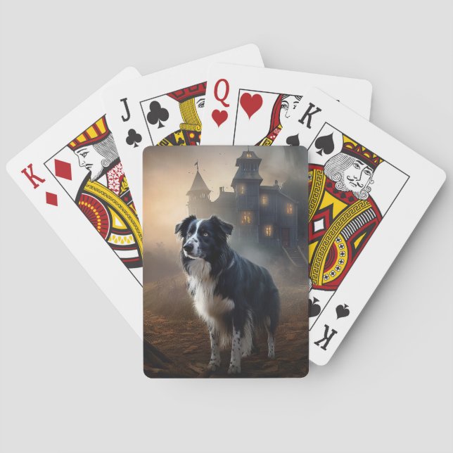 Border Collie Halloween Skräckinjagande Casinokort (Baksidan)