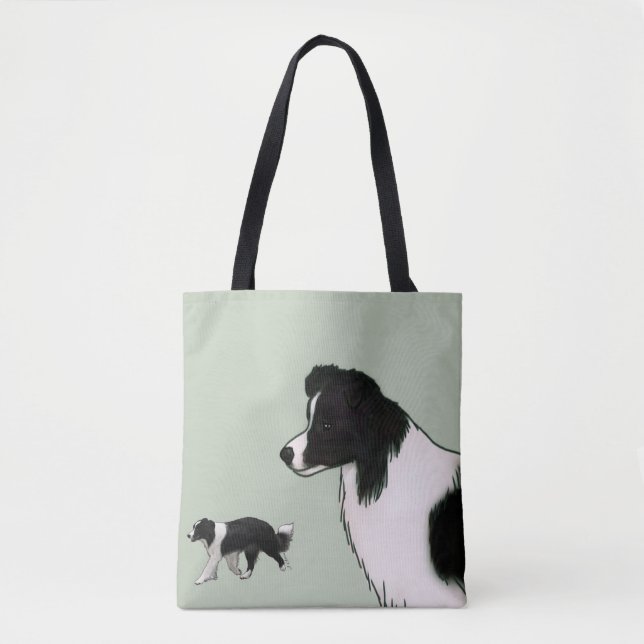 Border Collie-handväskan Tygkasse (Framsida)
