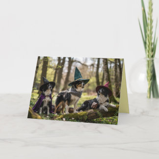 Border Collie Häxa Halloween-kort Helgkort