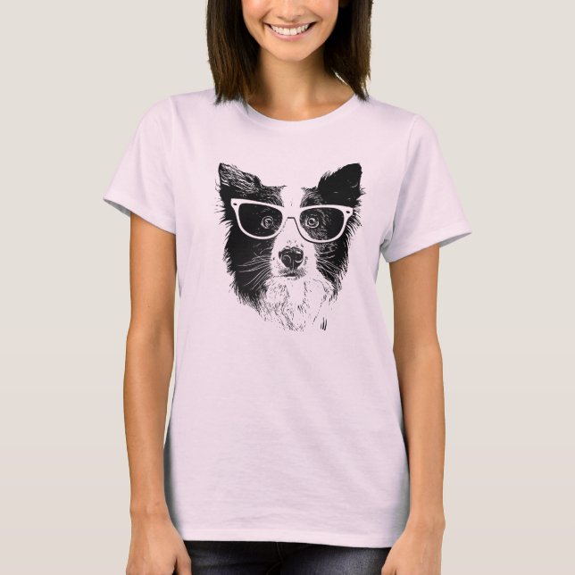 Border Collie Hipster T-shirt (Framsida)
