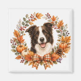 Border Collie Höstkrans Magnet