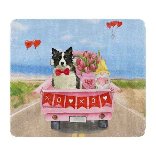 Border Collie Hund Alla Hjärtans Dags Lastbil Hjär (Framsidan)