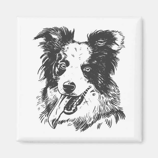 Border Collie Hund - Aussie Älskare Magnet (Framsidan)
