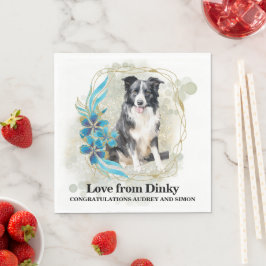 Border Collie Hund Bröllops Servetter med Foto