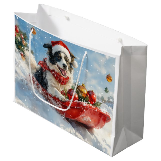 Border Collie Hund i Släde Låt det Snöa Jul  (Framsidan Vinklad)