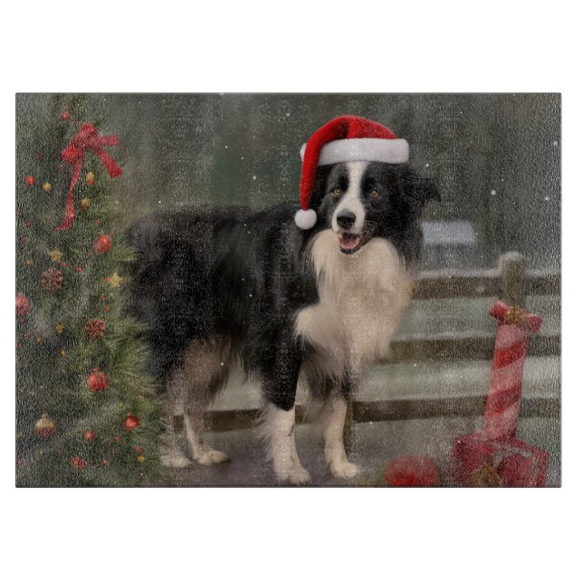 Border Collie Hund i Snö Jul (Framsidan)