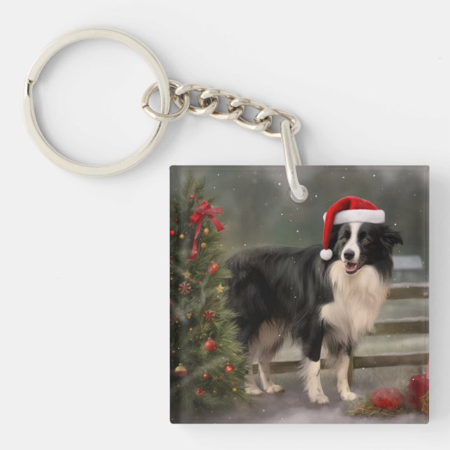 Border Collie Hund i Snö Jul (Framsidan)