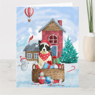 Border Collie Hund I snö Jul Hund Hus Kort