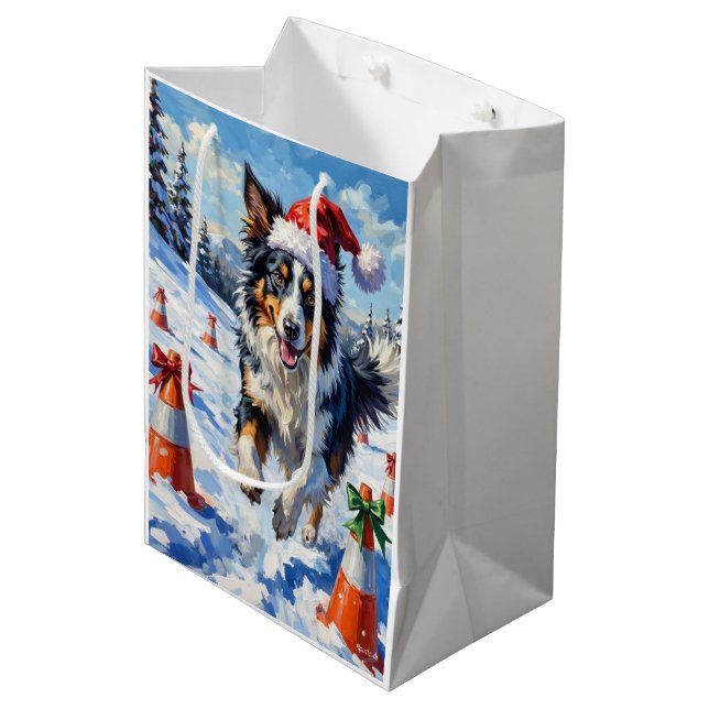 Border Collie Hund Jul Snö Agility Kul (Framsidan Vinklad)