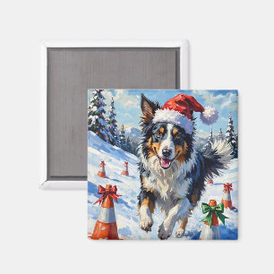 Border Collie Hund Jul Snö Agility Kul Magnet
