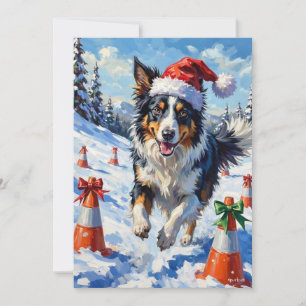 Border Collie Hund Jul Snö Smidighet Kul Julkort