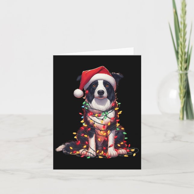 Border Collie Hund Julbelysning Tomtehatt Hund L Kort (Framsida)