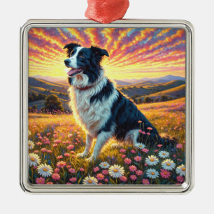Border Collie Hund Julgransprydnad Metall
